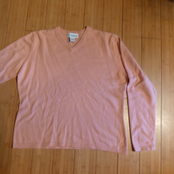 Classic cashmere Pink Spring v neck pullover sweater xl by croft barrows - Picture 3 of 4